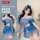 Woman wearing blue mermaid princess cosplay lingerie set with off-shoulder top, sequined skirt, and pearl accessories.