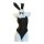 Black bunny girl bodysuit with ears and bow tie, sexy cosplay lingerie set for women, no-remove temptation outfit.