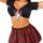 Sexy cosplay uniform set - plaid mini skirt & matching top for adult role play & costume parties