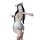 Sexy cowgirl maid costume with playful black-and-white print, cute horns, and tempting design for role play lingerie fun.