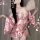 Sexy deep v anime-inspired japanese kimono lingerie set featuring kawaii pure-yu design, perfect for sleepwear or costume out...