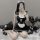 Sexy deep v lace maid costume for women featuring a flirty petticoat dress with a seductive silhouette, perfect for themed ev...