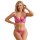 Sexy embroidered floral lingerie set with push-up bra and thong, featuring delicate lace detailing in vibrant pink.