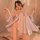 Woman wearing a sexy embroidered lace hanfu sleep dress with high slit, vintage-inspired erotic lingerie set in soft lavender...