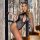 Sexy -style halter neck lingerie set – shiny mesh backless bodysuit for nightclub & stage wear, featuring a glamorous design...