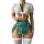 Sexy style passion lingerie set featuring a plaid mini skirt, white top with tie-front design, and thigh-high stockings for...