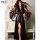 Sexy european-style ice-silk look plus size sleep dress with lace details, perfect for women seeking elegant nighttime fashio...