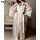 Elegant ice-silk sleep dress with lace sleeves, perfect for plus-size women seeking luxury comfort.