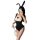 Sexy fishnet bodysuit set featuring lace rabbit costume with snap crotch design, perfect for naughty lingerie outfits.