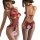 Sexy red lace bodysuit with open-crotch design, featuring a flight attendant-inspired costume set for tempting sleepwear.