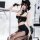 Sexy flight attendant costume set featuring a tight airline uniform top with gold accents and tearable stockings, perfect for...