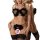 Woman modeling sexy heart-shaped leopard print thong set with bold open-crotch design and black lace trim.