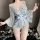 Sexy japanese-style lingerie sleepwear set - plus size kimono outfit for bedroom romance & seduction, featuring floral patter...