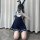 Sexy jk uniform costume set featuring a navy blue dress with bunny ears, perfect for cosplay or nightclub role play outfits.