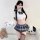 Sexy jk uniform set for small bust - revealing chest school outfit, flirty pleated college costume featuring a white crop top...