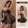 Sexy lace babydoll set - sheer mesh bodycon chemise with ruffled skirt & corset waistband, featuring floral accents and delic...