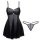 Sexy lace babydoll set featuring sheer mesh bodycon chemise with ruffled skirt and corset waistband.