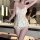 Sexy lace babydoll sleep set featuring polka dots, delicate lace trimmings, and built-in pads for elegant at-home role play.