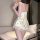 Sexy lace babydoll sleep set featuring polka dots and lace trim, perfect for role play and at-home elegance.