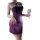 Woman in purple lace bodycon mini dress with built-in pads, holding wine glass — pure temptation lingerie outfit for women.