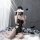 Woman in black pvc zipper bodysuit with push-up cups, backless design, posing on white fur with heart and feather accents.