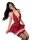 Sexy lace bodysuit set featuring deep v-neckline and sheer fabric, perfect for plus-size women seeking seductive sleepwear or...