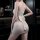 Sexy lace bodysuit set with embroidered sheer kimono style top and bodycon skirt for women, featuring a bow at the back.