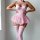 Sexy lace bodysuit for women featuring european-style shapewear, alluring design with delicate pink accents and comfortable f...