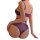 Woman wearing purple lace bodysuit with sheer panels, push-up cups, and open-crotch design — alluring lingerie set for tempta...