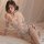 Sexy lace flag -inspired sleep set featuring sheer open-crotch design, delicate floral embroidery, and elegant lace details f...
