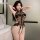 Sexy lace cheongsam sleepwear featuring front-open design and push-up detail, offering elegant and daring allure.