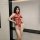 Sexy lace cheongsam sleepwear featuring front-open design and push-up detail, offering elegant and daring allure.