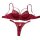Sexy red lace embroidery lingerie set featuring a pure seduction bra and thong for women.