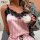 Sexy lace design, elegant pink striped sleepwear set with delicate lace details, perfect for womens loungewear.