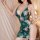 Sexy lace lingerie outfit featuring sheer mesh short dress with deep v-neckline and starry floral print, perfect for seductiv...