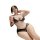 Sexy lace lingerie set featuring transparent mesh chemise and matching bra panty set for women.