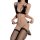 Sexy black lace lingerie set with pearl details, featuring a thong and bralette for a busty illusion, no-remove design.