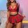 Sexy lace lingerie set featuring plaid bra, mini skirt, and thong, bold european style design.