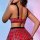 Sexy lace lingerie set featuring plaid bra, mini skirt, and thong, bold european style design.