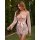 Sexy lace lounge robe with sheer mesh design, elegant pink ribbon tie, perfect for plus-size women seeking comfortable at-hom...