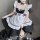 Sexy lace maid costume featuring cut-out details and adjustable straps, perfect for adults seeking a seductive apron outfit.
