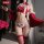 Sexy lace maid costume set - sheer mesh erotic lingerie outfit with peekaboo cutouts, featuring red and white design, perfect...