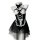 Sexy lace maid costume set featuring sheer mesh design with peekaboo cutouts, elegant black and white details.