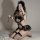 Sexy lace maid costume featuring sheer mesh pettiskirt, no-remove design, perfect for erotic lingerie sets.