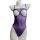 Sheer purple mesh bodysuit with chest cutouts and open-crotch design, displayed on a mannequin.
