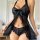 Sexy lace mesh nightgown set featuring halter neck design and side slit, perfect for women seeking elegant and stylish erotic...