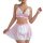 Sexy pink lace maid costume set with see-through skirt and bra, erotic lingerie outfit for women, cross-border fashion.