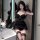 Sexy lace sheer babydoll dress with deep v neck, mesh design, elegant and seductive look for intimate wear.