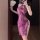 Woman wearing purple lace sheer cheongsam sleepwear with high-waist split, vintage-inspired lingerie outfit for women.