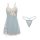 Sexy lace sleep dress with sheer back and slit, made from breathable ice silk, perfect for sensual nightwear.